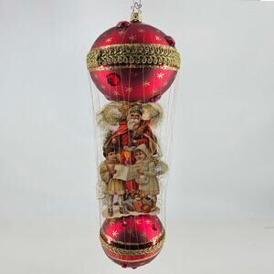 Old World Christmas Germany Inge-Glas aluminum tinsel balloon Santa Ornament